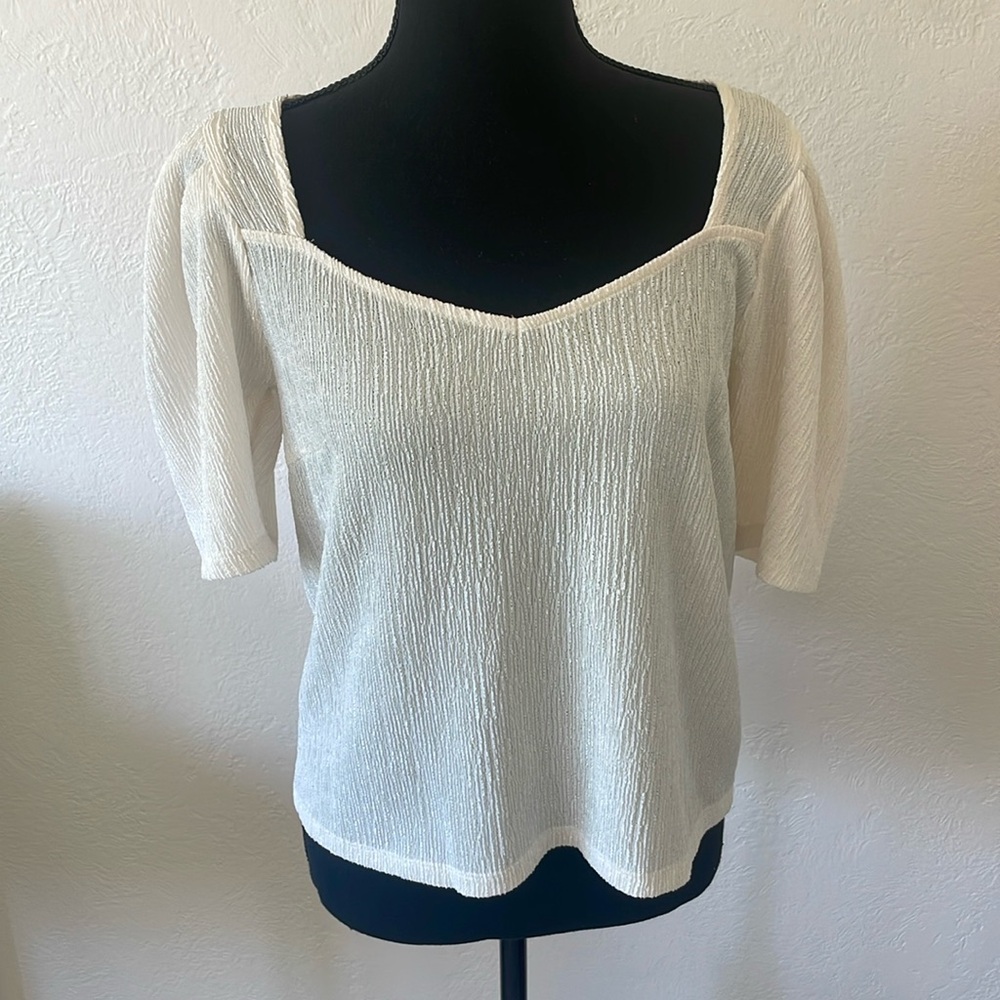 EUC ANTHRO Sunday in Brooklyn Cream Blouse SIZE SMALL